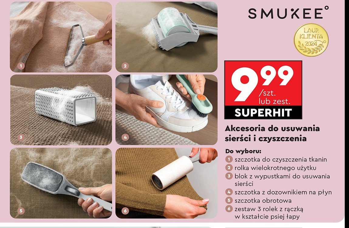 Blok z wypustkami do usuwania sierści Smukee promocja w Biedronka