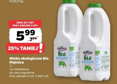 Mleko ekologiczne Bio Piątnica promocja w Netto