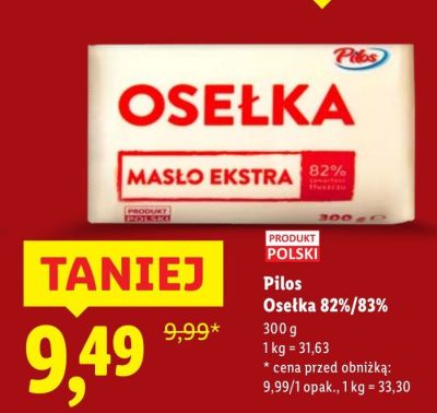 Masło osełka 82%/83% Pilos promocja w Lidl