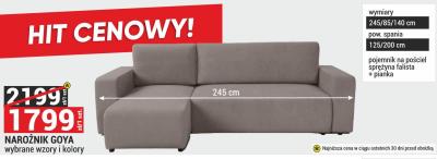 Narożnik GOYA wybrane wzory i kolory promocja w Merkury Market