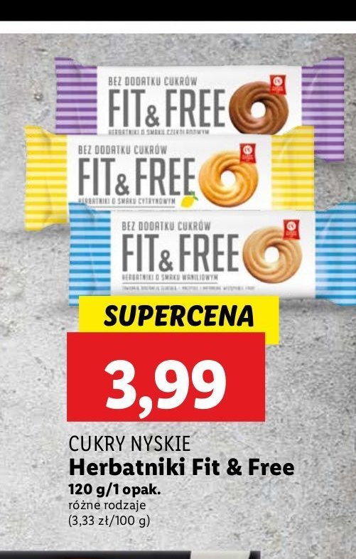 Herbatniki waniliowe Cukry nyskie fit&free promocja