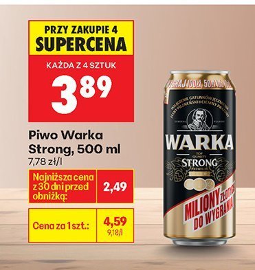 Piwo Warka Strong promocja w Biedronka