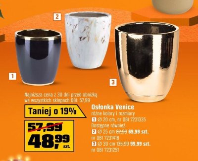 Osłonka Venice różne kolory i rozmiary Ø 20 cm promocja w OBI