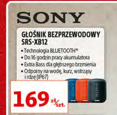 Głośnik bluetooth srs-xb12 czerwony Sony promocja