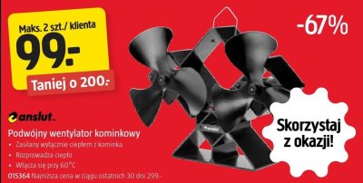 Wentylator kominkowy podwójny Anslut promocja w Jula