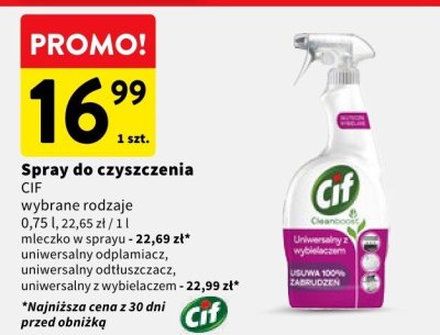 Spray do czyszczenia Cif promocja w Intermarche