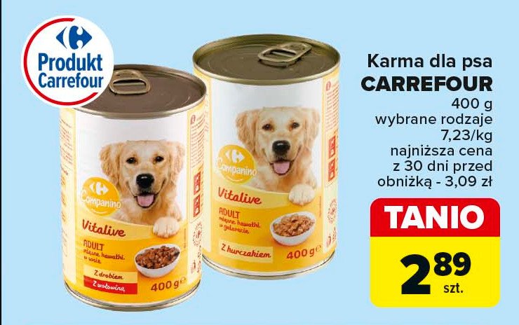 Karma mięsne kawałki w galarecie z wołowiną CARREFOUR COMPANINO promocja w Carrefour Market