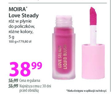 Róż do policzków love steady MOIRA promocja