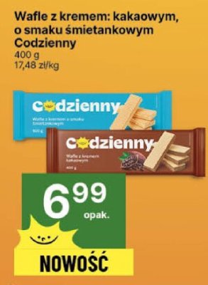 Wafle Wafle z kremem: kakaowym, o smaku śmietankowym Codzienny promocja w Delikatesy Centrum
