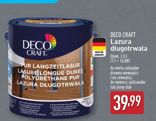 Lazura d艂ugotrwa艂a palisander Deco craft promocja