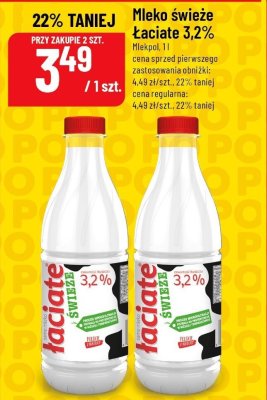 Mleko świeże Łaciate 3,2% Mlekpol promocja w POLOmarket