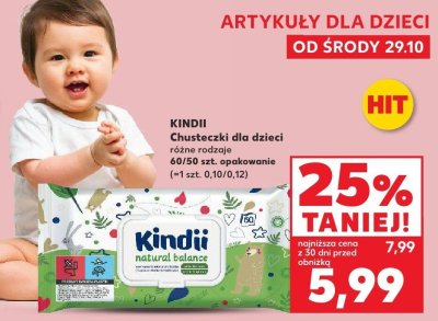 Chusteczki KINDII Natural Balance różne rodzaje promocja w Kaufland