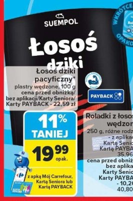 Łosoś dziki SUEMPOL plastry wędzone promocja w Carrefour