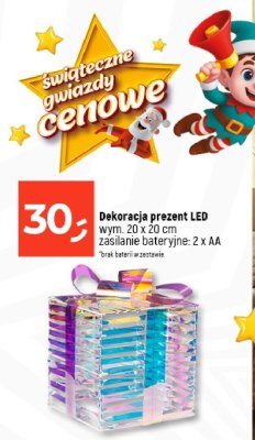 Dekoracja prezent LED wym. 20 x 20 cm zasilanie bateryjne: 2 x AA promocja w Dealz