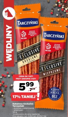 Kabanosy Exclusive Tarczyński drobione z wieprzowiną wieprzowe promocja w Netto