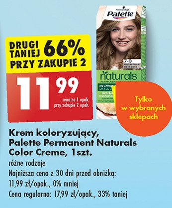 Farba do włosów 7-0 Palette permanent naturals color creme promocja w Biedronka