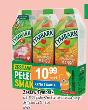 Sok jab艂ko 100 % + nektar pomara艅cza-mango Tymbark 1936 promocja
