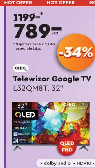 Telewizor 32" l32qm8t Chiq promocja w Biedronka