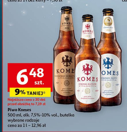 Piwo Komes strong blonde promocja w Auchan