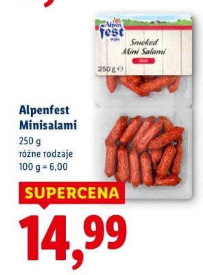 Minisalami Alpenfest różne rodzaje promocja w Lidl