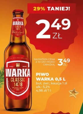Piwo Warka Classic 0,5 L promocja w Duży Ben