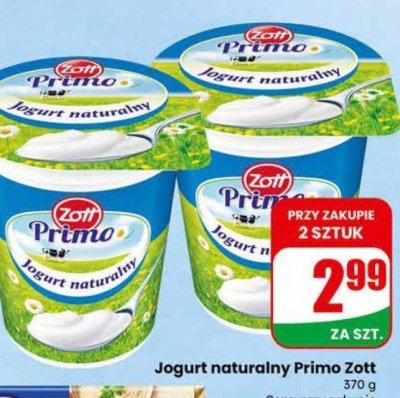 Jogurt naturalny Primo Zott promocja w Dino