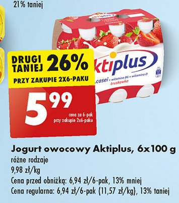 Napój probiotyczny truskawka Aktiplus promocja