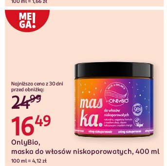 Maska do włosów nieskoporowatych Only bio hair balance Onlybio promocja w Rossmann