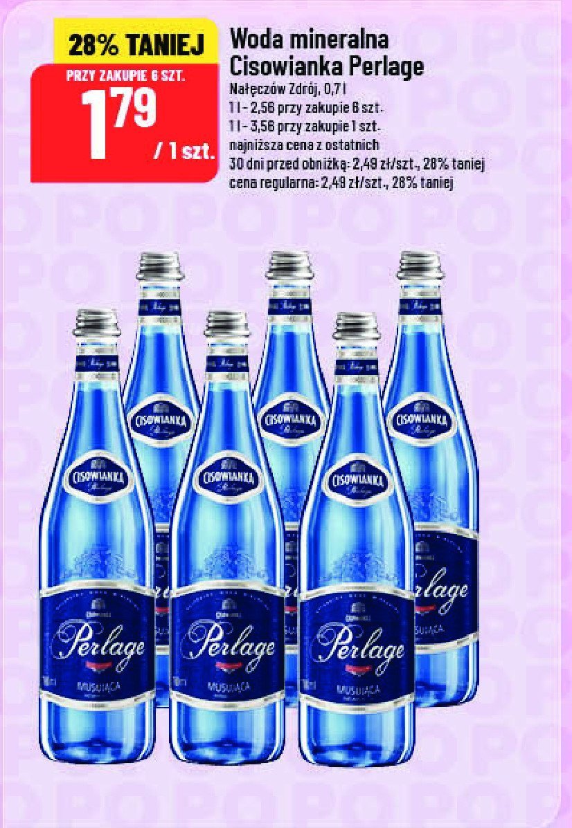 Woda musuj膮ca szk艂o Cisowianka perlage promocja