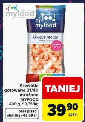 Krewetki gotowane 31/40 mrożone MYFOOD promocja w Carrefour