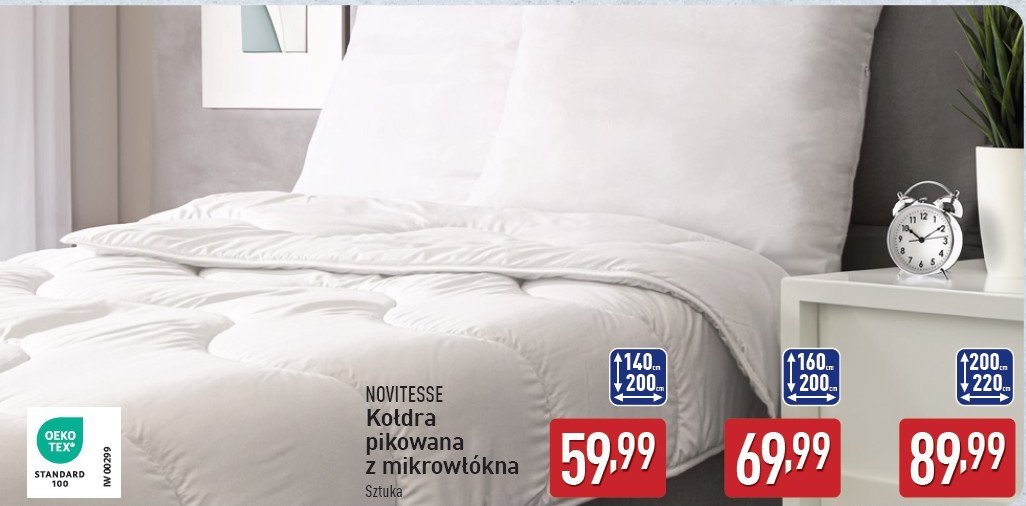 Kołdra pikowana z mikrowłókna 160 x 200 cm Novitesse promocja w Aldi