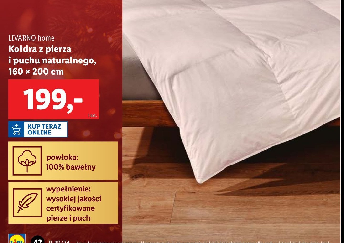 Kołdra z pierza i puchu naturalnego 160 x 200 cm LIVARNO HOME promocja