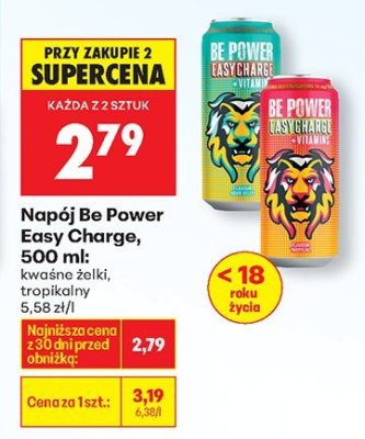 Napój Be Power Easy Charge 500 ml promocja w Biedronka
