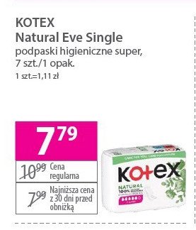 Podpaski eve single Kotex natural promocja