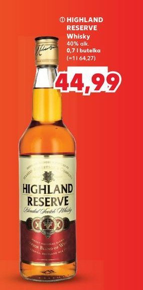 Whisky HIGHLAND RESERVE promocja