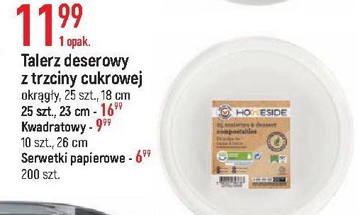 Talerz deserowy z trzciny cukrowej 18 cm HOMESIDE promocja w Kaufland