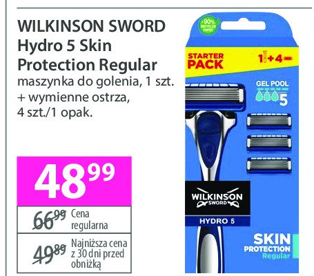 Maszynka do golenia +  4 wkłady Wilkinson hydro 5 promocja