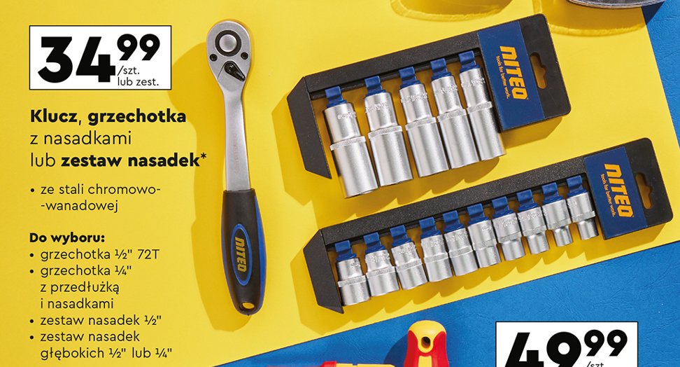 Zestaw nasadek głębokich 1/4 Niteo tools promocja w Biedronka