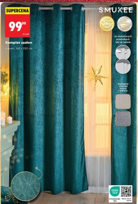 Komplet zasłon Smukee różne wzory i kolory promocja w Biedronka