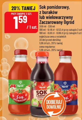 Sok pomidorowy, z buraków lub wielowarzywny Zaczarowany Ogród promocja w POLOmarket