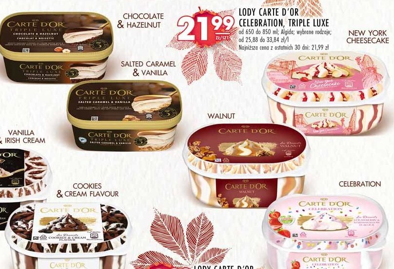 Lody chocolate & hazelnuts Algida carte d'or les classiques promocja