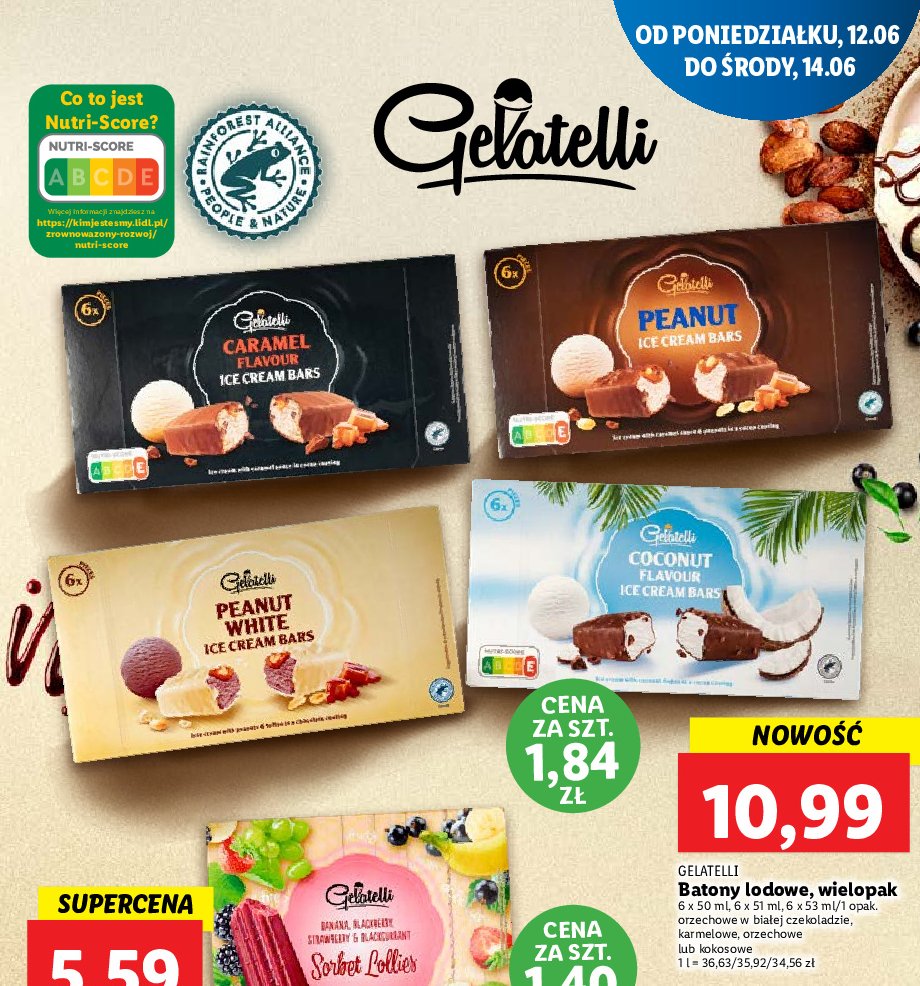 Batoniki lodowe peanaut & chocolate Gelatelli promocja