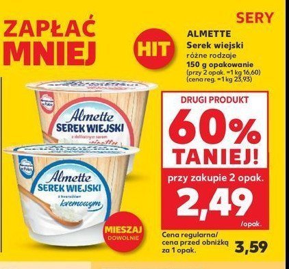 Serek wiejski z twro偶kiem kremowym Hochland almette promocja