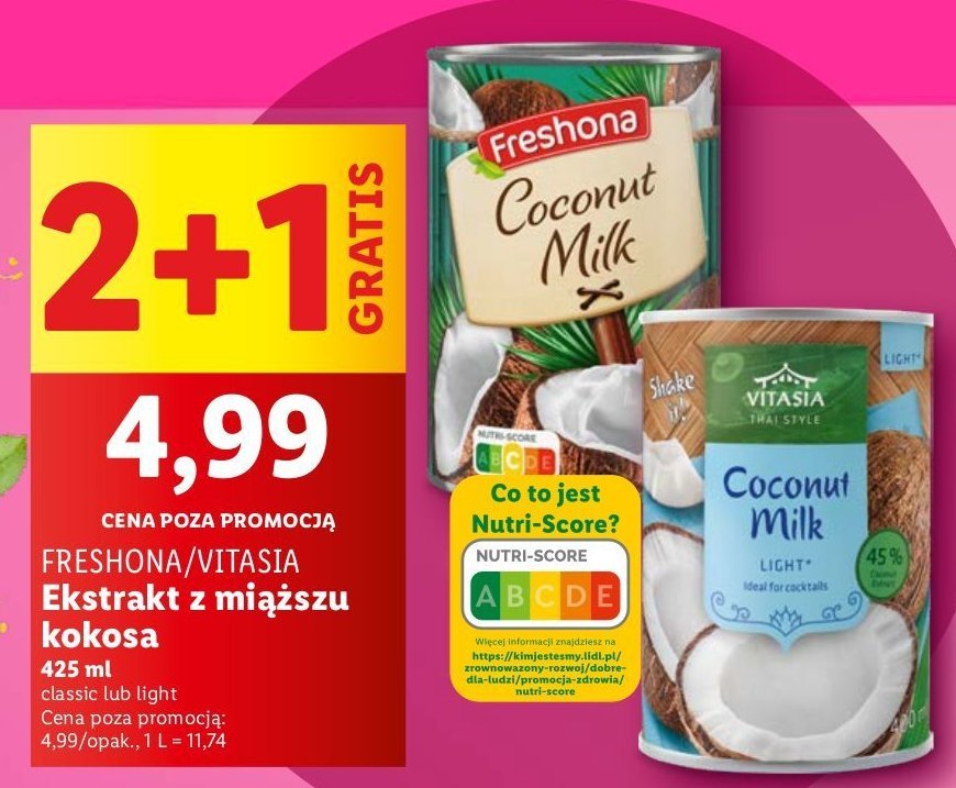 Mleczko kokosowe Vitasia promocja w Lidl