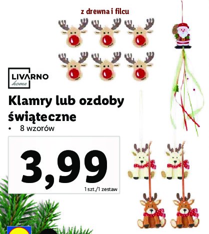 Ozdoby 艣wi膮teczne z drewna i filcu LIVARNO HOME promocja