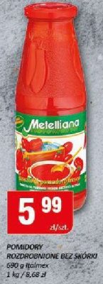 Pomidory rozdrobnione bez skórki Metelliana promocja w Chorten