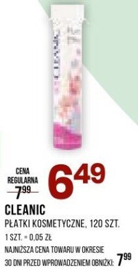 Płatki kosmetyczne Cleanic 120 szt. promocja w Drogerie Natura