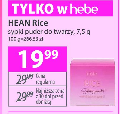 Puder sypki ryżowy Hean Hean cosmetics promocja