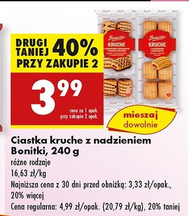 Ciasteczka kruche z nadzieniem owocowym i polewą kakaową Bonitki promocja