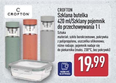 Szklana butelka 420 ml / Szklany pojemnik do przechowywania 1 l promocja w Aldi